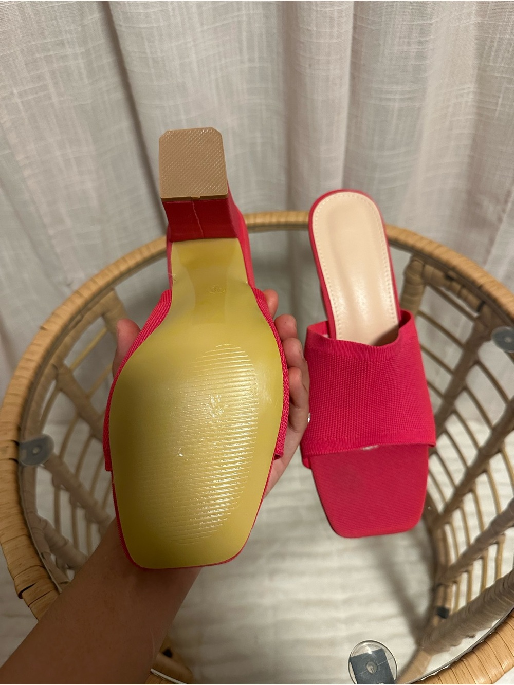SHEIN Hot Pink Block Heel Slide Mules - Picture 5 of 8